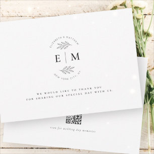 Wedding Modern Minimalist Elegant Chic Thank You Card