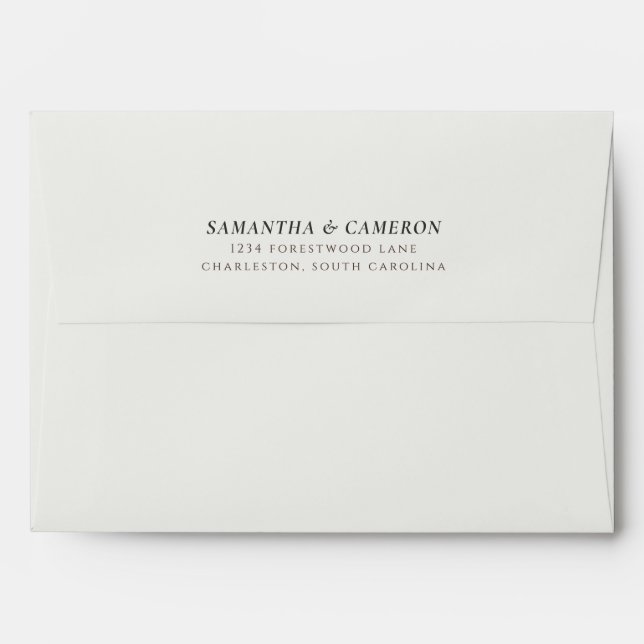Wedding Modern Minimalist Neutral Cream Soft Black Envelope (Back (Top Flap))