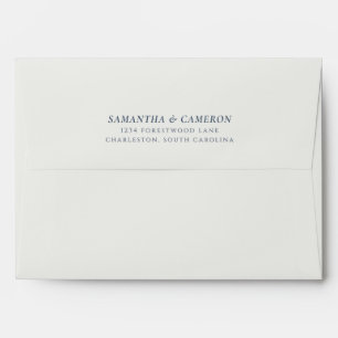 Wedding Modern Minimalist Neutral Off White & Blue Envelope