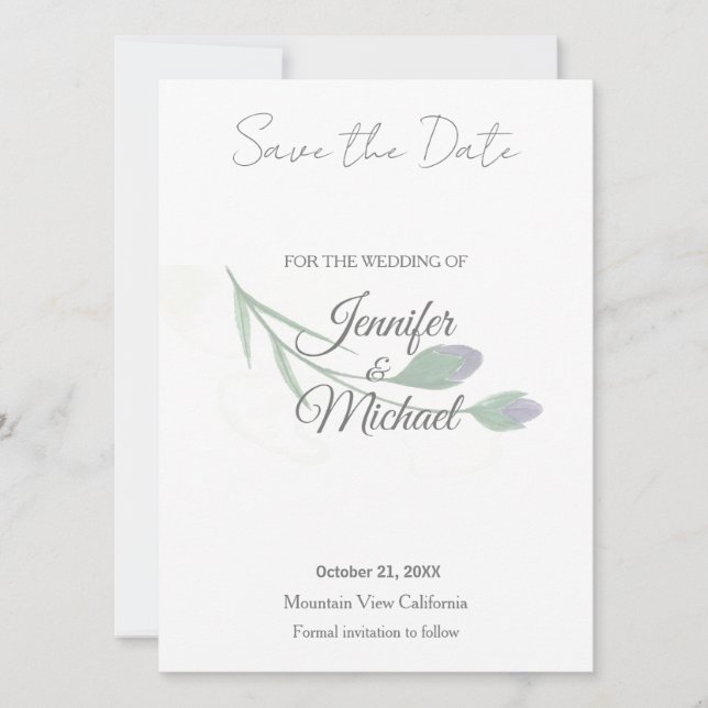 Wedding Modern Minimalist Plain Calligraphy Save The Date (Front)