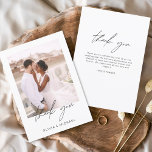 Wedding Modern Minimalist Thank You Cards<br><div class="desc">Budget Wedding Thank You Cards that have a photo on the front and back. The Thank you cards contain a modern hand lettered cursive script typography that are elegant,  simple and modern to use after you wedding day celebration.</div>