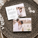 Wedding Modern Minimalist Thank You Cards<br><div class="desc">Budget Wedding Thank You Cards that have a photo on the front and back. The Thank you cards contain a modern hand lettered cursive script typography that are elegant,  simple and modern to use after you wedding day celebration.</div>