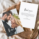 Wedding Modern Minimalist Thank You Cards<br><div class="desc">Budget Wedding Handwritten Thank You Cards that have a photo on the front and back. The Thank you cards contain a modern white and Black hand lettered cursive script typography that are elegant,  simple and modern to use after you minimalist simple wedding day celebration.</div>