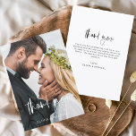 Wedding Modern Minimalist Thank You Cards<br><div class="desc">Budget Wedding Thank You Cards that have a photo on the front and back. The Thank you cards contain a modern white and Black hand lettered cursive script typography that are elegant,  simple and modern to use after you minimalist simple wedding day celebration.</div>