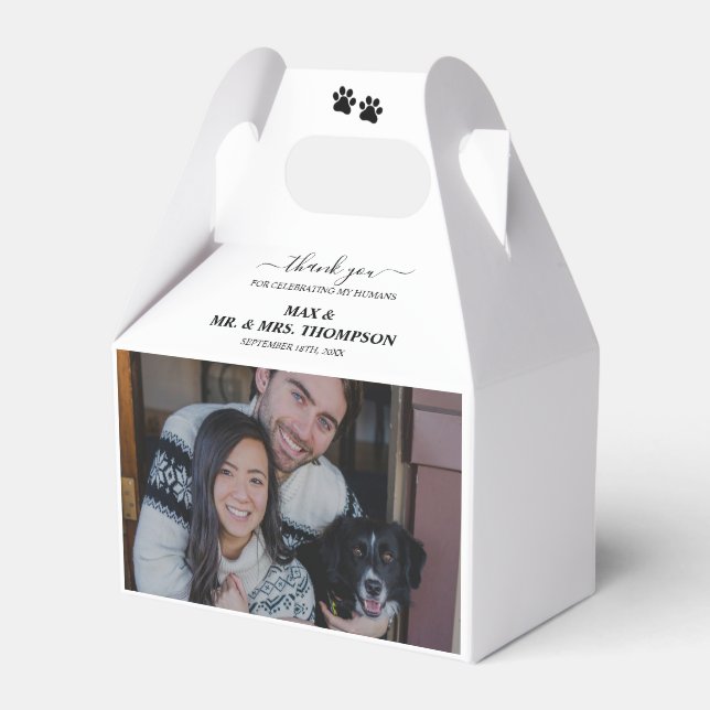 Wedding Modern Photo Couple Pet Dog My Humans  Favour Box (Front Side)