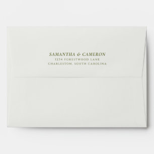 Wedding Modern Return Address Neutral Cream Green Envelope