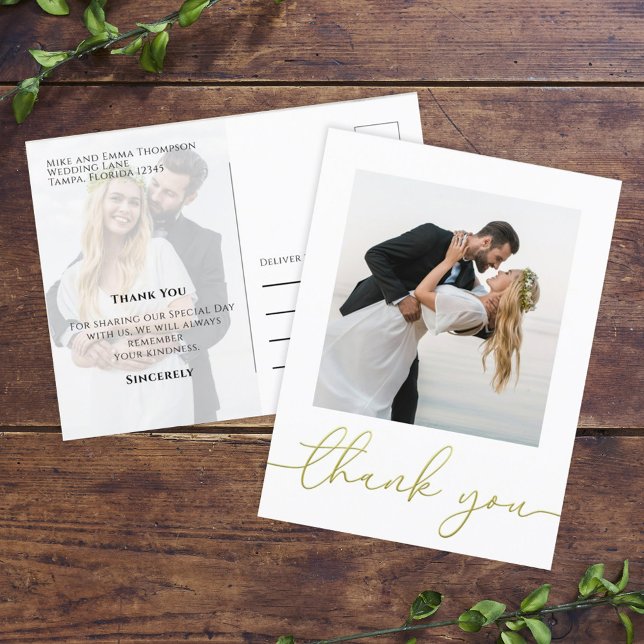 Wedding Modern Simple Trendy Minimalist Thank You Postcard (Creator Uploaded)
