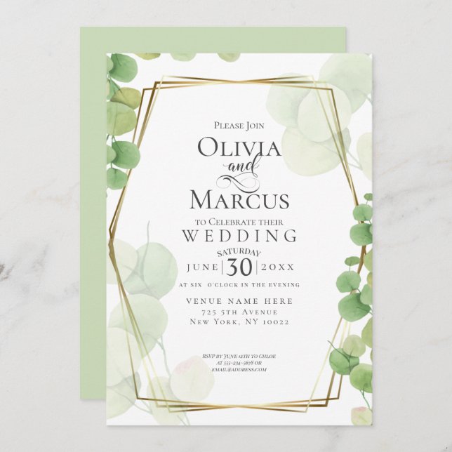 WEDDING | Modern Springtime Eucalyptus Invitation (Front/Back)
