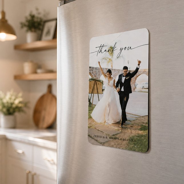 Wedding Modern Thank You Photo Magnet (Creator Uploaded)
