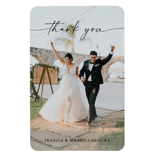 Wedding Modern Thank You Photo Magnet (Vertical)