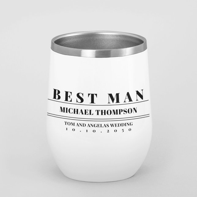 Wedding Modern Typography Best Man Custom (Custom personalized Best man Modern bold lettering wine tumbler)