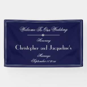 Wedding Modern Vintage Custom Navy Blue Welcome Banner
