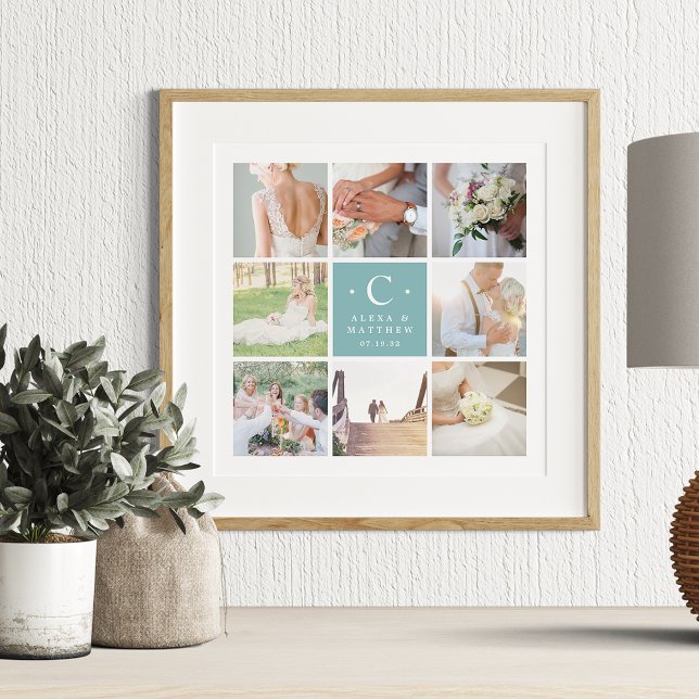 Wedding Monogram 8 Photo Collage Print (Creator Uploaded)