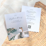 Wedding Monogram | All In One QR Code Budget Photo<br><div class="desc">This budget, simple and elegant wedding invitation design features a full-bleed photo of your choice. The text overlay starts with your two initials, followed by your names in chic sccript lettering. Below, your date and the venue are printed in classic serif typography. Cards reverse to the event details, with sections...</div>