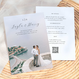 Wedding Monogram All In One QR Code Photo Invitation