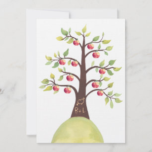 Wedding Monogram Apple Tree Carving Invite