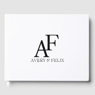 Wedding Monogram Black and White Elegant Guest Book
