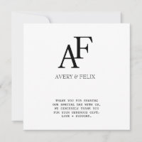 Wedding Monogram Black and White Elegant Guest