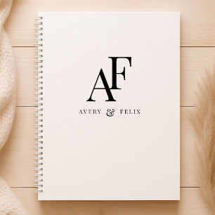 Wedding Monogram Black and White Elegant Simple Planner
