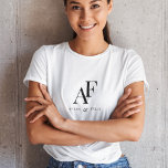 Wedding Monogram Black Elegant Simple Minimalist T-Shirt<br><div class="desc">A simple wedding monogram t-shirt with classic traditional typography in black in an elegant style. The text can be easily be customised with your names for the perfectly personalised design!</div>