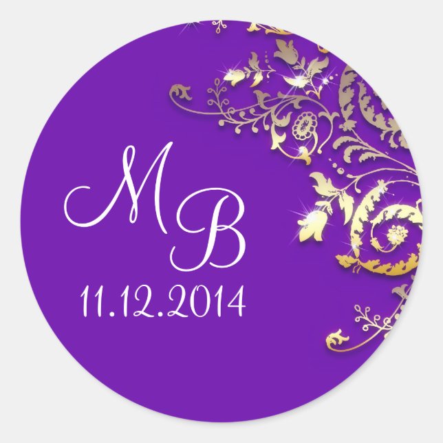 wedding monogram blue elegant sticker (Front)