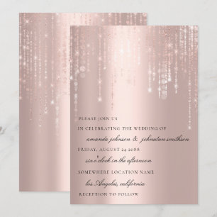 Wedding Monogram Blush Rose Strings Confetti Invitation