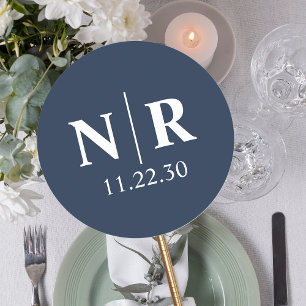 Wedding Monogram Bride And Groom Initials Classic Round Sticker