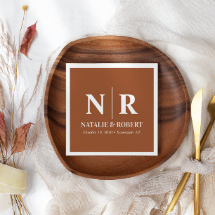 Wedding Monogram Bride And Groom Initials Elegant Napkin