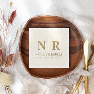 Wedding Monogram Bride And Groom Initials Elegant Napkin