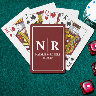 Wedding Monogram Bride And Groom Initials Playing Cards
