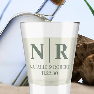 Wedding Monogram Bride And Groom Initials Shot Glass