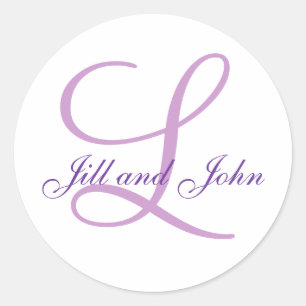 Wedding Monogram Bride Groom Date Lilac Seal