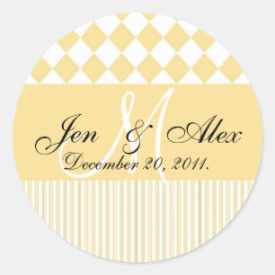Wedding Monogram Bride Groom Date Seal Yellow