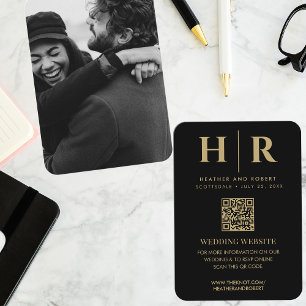 Wedding Monogram Bride Groom Photo QR Code RSVP Enclosure Card