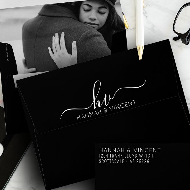 Wedding Monogram Calligraphy Script Minimal Chic Envelope (Creator Uploaded)