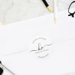 Wedding Monogram Calligraphy Script Return Address Classic Round Sticker<br><div class="desc">Elevate your wedding stationery with our Wedding Monogram Calligraphy Script Return Address Classic Round Sticker. These cute return address labels add a touch of sophistication to your invitations and correspondence. The design features a stylish calligraphy script monogram, incorporating the initials of the bride and groom in an elegant and timeless...</div>