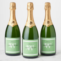 Wedding Monogram Chic Script Elegant Soft Green 