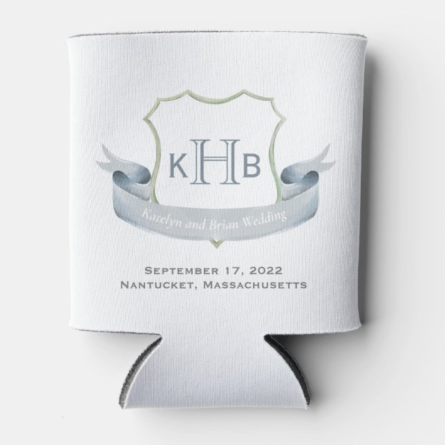 Wedding Monogram Crest Logo Classic Can Cooler (Front)
