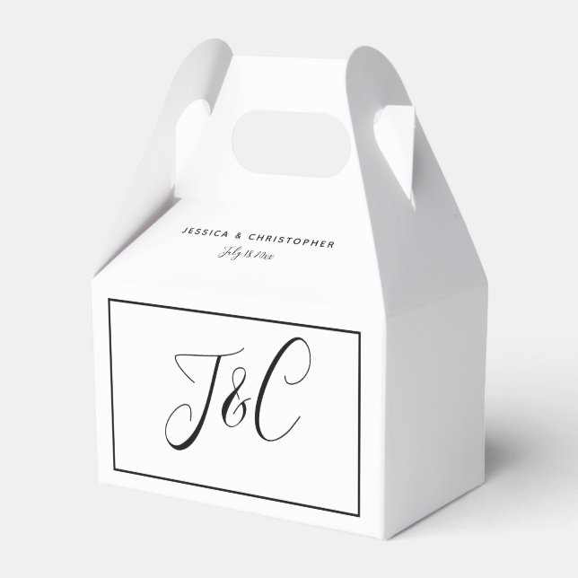 Wedding Monogram Custom Names Elegant Minimal Favour Box (Front Side)