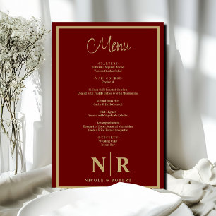 Wedding Monogram Customised Rehearsal Dinner Menu