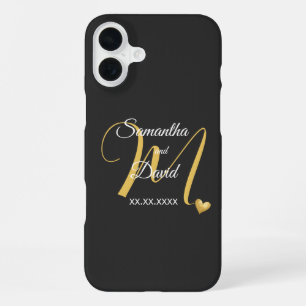 Wedding Monogram Design with Names and Date iPhone 16 Plus Case