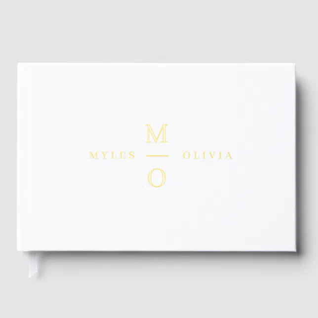 Wedding Monogram Elegant Minimalist Gold Foil Guest Book Zazzle.co.nz