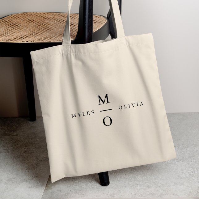 Wedding Monogram Elegant Minimalist Simple Tote Bag (Creator Uploaded)