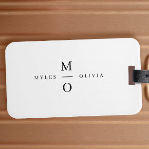 Wedding Monogram Elegant Minimalist Simple White Luggage Tag