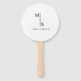wedding monogram Elegant Simple  Minimalist Hand Fan