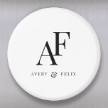 Wedding Monogram Elegant Simple Minimalist Magnet<br><div class="desc">A simple wedding monogram design with classic traditional typography in black in an elegant style. The text can be easily be customised with your names for the perfectly personalised design!</div>