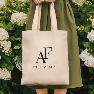 Wedding Monogram Elegant Simple Minimalist Tote Bag