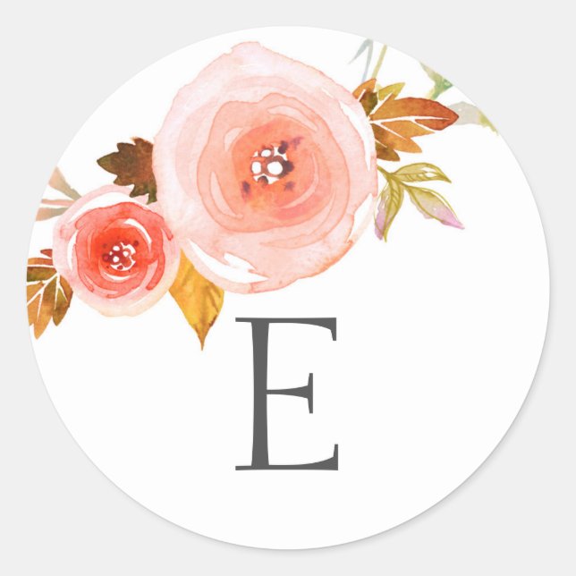 Wedding monogram envelope seals / blush floral (Front)