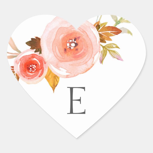 Wedding monogram envelope seals / blush floral (Front)