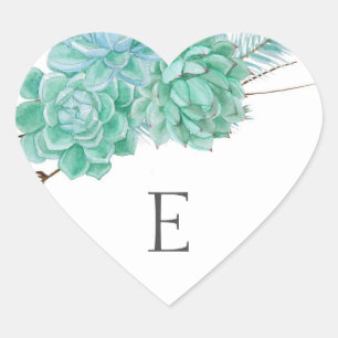 Wedding monogram envelope seals / succulent 3961